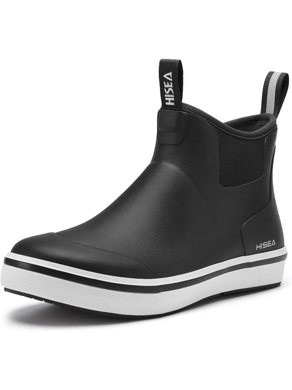 Men's Black Ankle Deck Waterproof Rubber Neoprene Fishing Non-Slip Rain Boots